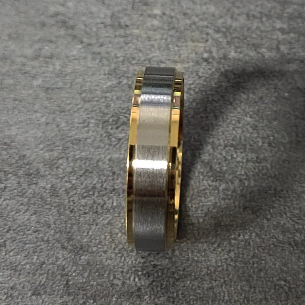 Men's Wedding Ring Silver and 14k Gold Two Tone Wedding Ring - Guys Wedding Ring